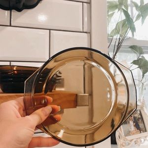 ✨ Vintage Arcopal France Smoked Glass Deep Plates with handles ✨